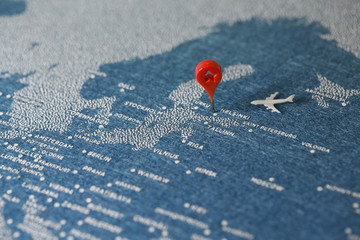 Wall Mural - handmade travel painted map with the plane, finland