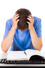 Canvas Print - Sad Student with a Book