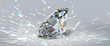 Leinwandbild Motiv Round cut diamond on white background with colorful caustics rays.