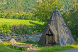 Traditional wooden hut (yurta) in Norway, Rosendal.