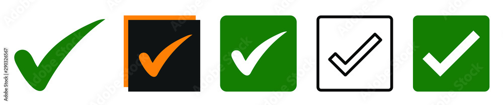 Flat Tick Mark Icon Set, Check Mark Icon – Vector Stock Vector | Adobe ...
