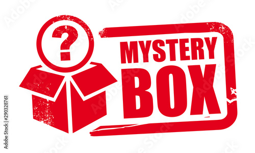 Fotografía mystery box rubber stamp template with question mark