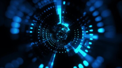 Poster - Fantastic abstract background of a cylindrical tunnel made of microchips. Computer generated 3d rendering
