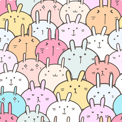 Cute bunny seamless pattern background. Vector illustration.