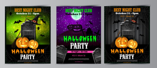 Halloween party flyer with pumpkins