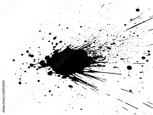 Fotomural Black paint, ink splash, brushes ink droplets, blots