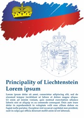 Flag of Liechtenstein, Principality of Liechtenstein. Template for award design, an official document with the flag of Liechtenstein. Bright, colorful vector illustration for graphic and web design.