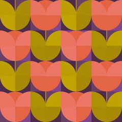 Wall Mural - seventies vibes abstract flower seamless pattern