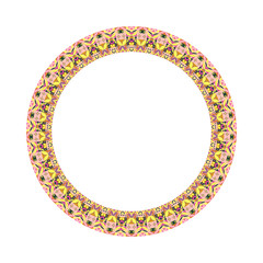 Poster - Colorful mosaic circular frame - ornamental abstract vector element with geometrical shapes