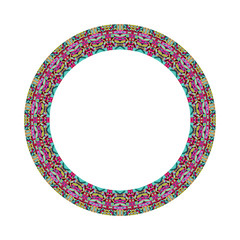 Poster - Abstract tiled mosaic frame - colorful circular vector design element from geometrical shapes