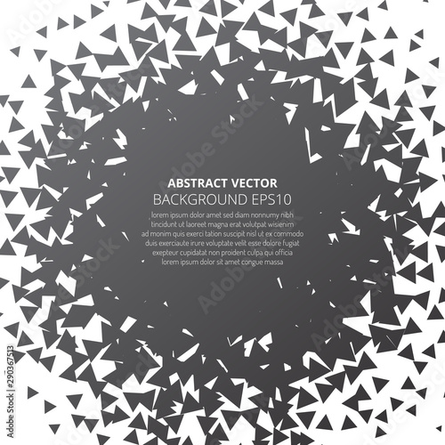 Abstract background from many triangles. Dance of geometric shapes.