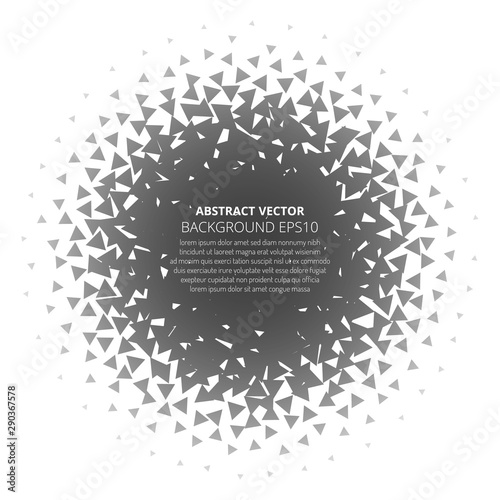 Abstract background from many triangles. Dance of geometric shapes.