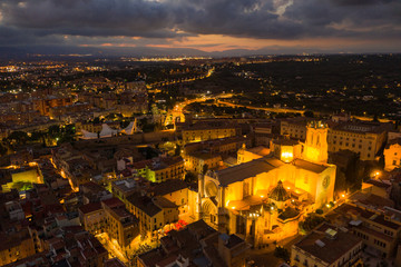 Wall Mural - Tarragona city at dawn aerial view in south of Spain 