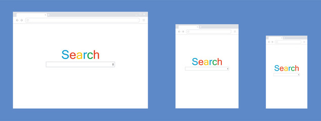 Browser window. Search in internet. Vector illustration