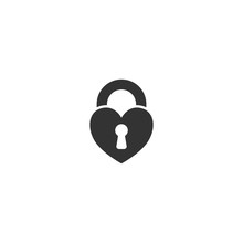 Heart Lock With Keyhole Simple Black Icon. Padlock Heart Glyph Vector Symbol.