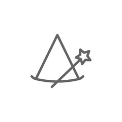 Poster - Magic hat, magic wand icon. Element of theater icon. Thin line icon