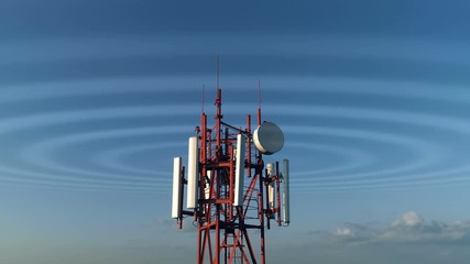 Wall Mural - Aerial view around of the cellular telecom tower