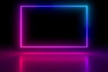 Poster - Colored luminous geometric shape on a black background.