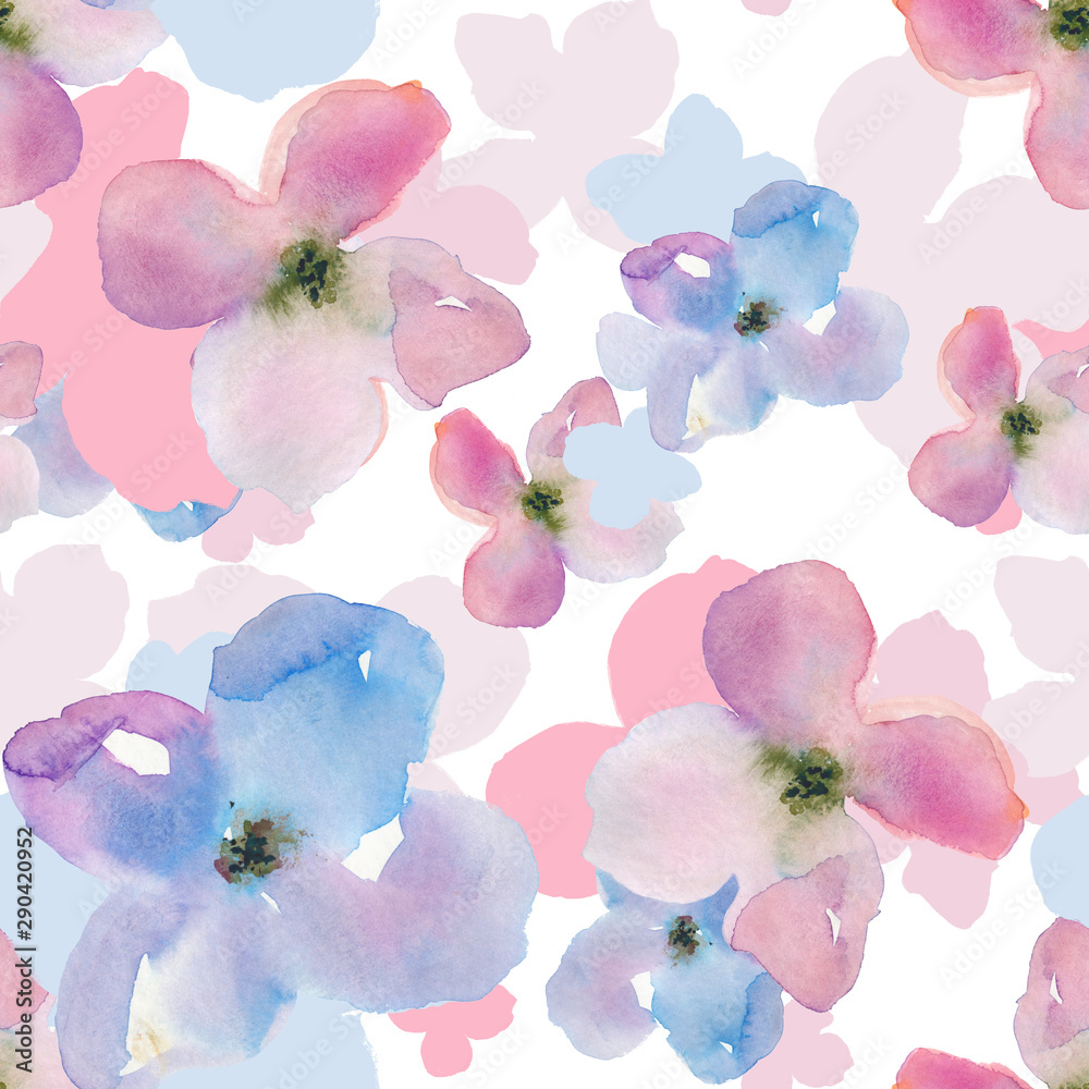 Seamless Purple Watercolor Floral Background Pattern Wallpaper Stock ...