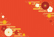 和柄　和風　フレーム　コピースペース　赤　年賀状　背景素材　朱色