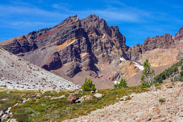 Wall Mural - exposed layers of glacially eroded, complex stratovolcano.
