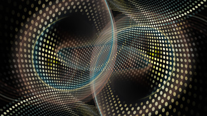 Poster - Abstract background element. Fractal graphics series. Composition of glowing lines and mosaic halftone effects. Wide format high resolution image. 3d illustration