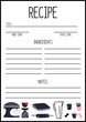 Recipe page template vector, A4 printable page for planner, diary, notebook or organiser, cook book.