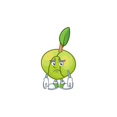 Wall Mural - Afraid elephant apple cartoon on white background