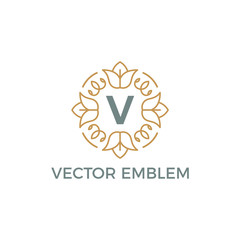 Wall Mural - vector emblem natural logo design stock vector