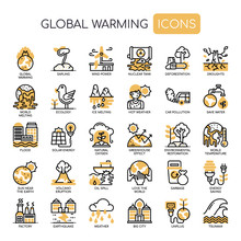 Global Warming , Thin Line And Pixel Perfect Icons