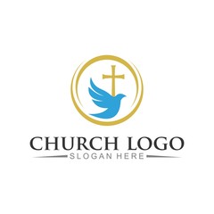 Wall Mural - church christian logo vector icon design template. Christian symbols.