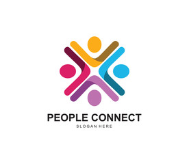 People connect logo.communication logo. family logo. Social Network Team Partners Friends logo design vector