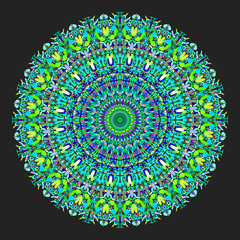 Poster - Colorful flower mandala ornament - circular abstract vector design element