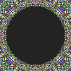 Poster - round floral frame design - abstract vector border graphic element