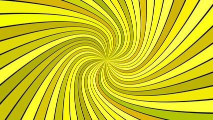Poster - Yellow psychedelic abstract spiral ray burst stripe background - vector graphic