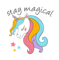 Wall Mural - cute magical unicorn,sweet kids graphics for t-shirts