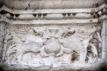 Sticker - doge ducal palace venice capital of column wayside detail bas relief sculpture