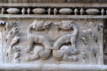 Wall Mural - doge ducal palace venice capital of column wayside sculpture detail