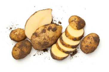 Wall Mural - Fresh Organic Potatoes Isolated On White Background