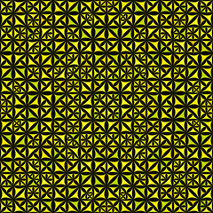 Poster - Yellow repeating kaleidoscope pattern background - abstract geometric vector wallpaper illustration with curved shapes