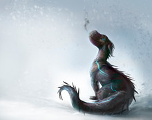 Dragon On The Snow Illustration