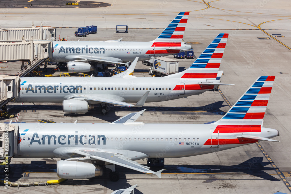 American Airlines Airbus A320 airplanes Phoenix airport Stock