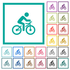 Sticker - Bicycle with rider flat color icons with quadrant frames