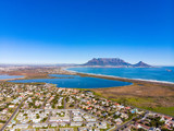 Fototapeta Tęcza - Table Mountain, Cape Town with Drone