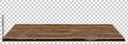 Fotomural Perspective view of wood or wooden table top isolated on checkered background in