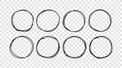 Poster - Hand drawn circles sketch frame set. Vector round scribble line circles.