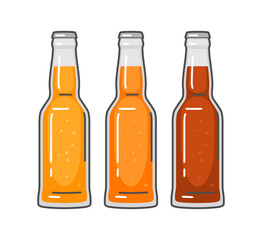 Wall Mural - Bottle with different types beer - lager, ale, stout. Vintage vector flat illustration