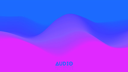 Poster - Vector 3d solid surface audio wavefrom. Abstract music waves oscillation spectrum. Futuristic sound wave visualization. Colorful impulse pattern. Synthetic music technology sample.