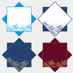 Wall Mural - Japanese wave pattern frame illustration set