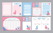 © LanaSham - Set of planners and to do lists with simple scandinavian illustrations and trendy lettering with cacti and cute llama characters. Template for agenda, planners and other stationery. Isolated.